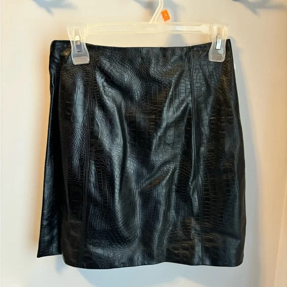 NEW BABATON COOPER LEATHER SKIRT, BLACK SNAKEPRINT - Picture 7 of 7